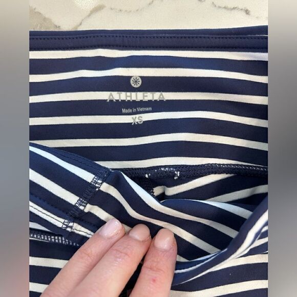 Athleta Navy White Striped Capri Leggings - Picture 3 of 4